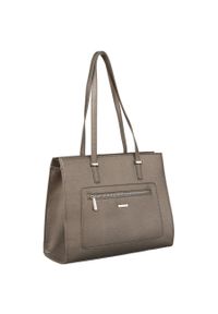 DAVID JONES - Shopperka srebrna David Jones CH21081. Kolor: srebrny. Materiał: skórzane. Rozmiar: duże. Styl: elegancki