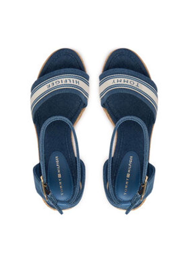 TOMMY HILFIGER - Tommy Hilfiger Espadryle High Wedge Espad Webbing FW0FW09342 Niebieski. Kolor: niebieski. Materiał: materiał