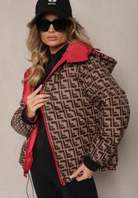 Renee - Czerwona Casualowa Kurtka Dwustronna Typu Puffer ze Ściągaczami i Kapturem Erisalanne. Okazja: na co dzień. Kolor: czerwony. Materiał: jeans. Styl: casual