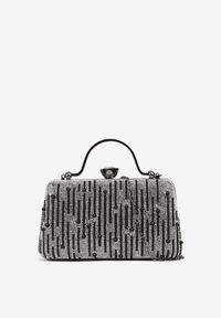 Born2be - Czarna Torebka Typu Kopertówka z Cyrkoniami i Perełkami Fesaria. Kolor: czarny. Styl: elegancki. Rodzaj torebki: na ramię