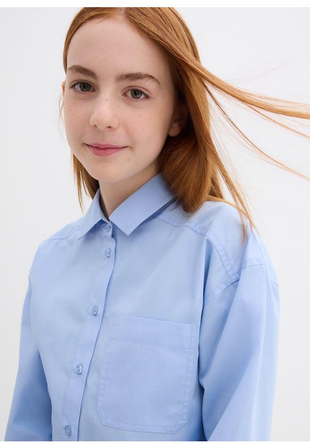 bonprix - Koszula oversize z czystej bawełny. Kolor: niebieski. Materiał: bawełna