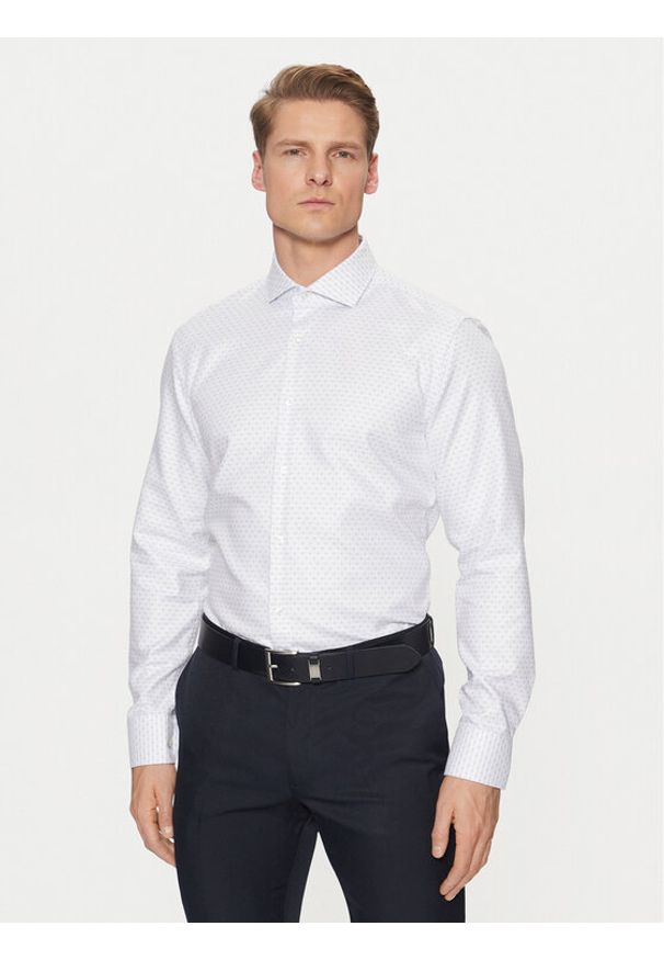 BOSS Koszula 50533039 Biały Slim Fit. Kolor: biały. Materiał: bawełna