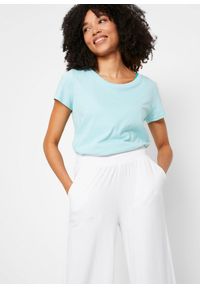 bonprix - Spodnie z dżerseju 7/8, z lejącej mieszanki wiskozy. Kolor: biały. Materiał: jersey, wiskoza #3