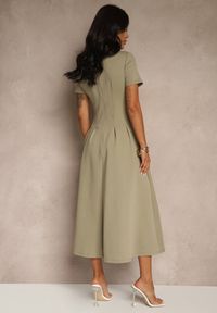 Renee - Jasnozielona Casualowa Sukienka z Bawełną Zeredira. Okazja: na co dzień. Kolor: zielony. Materiał: bawełna. Styl: casual #2
