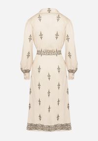 Born2be - Beżowa Wiskozowa Sukienka Koszulowa Szmizjerka z Paskiem Telandora. Okazja: na co dzień. Typ kołnierza: kołnierzyk klasyczny. Kolor: beżowy. Materiał: wiskoza. Długość rękawa: długi rękaw. Typ sukienki: szmizjerki, koszulowe. Styl: klasyczny, casual, elegancki #6