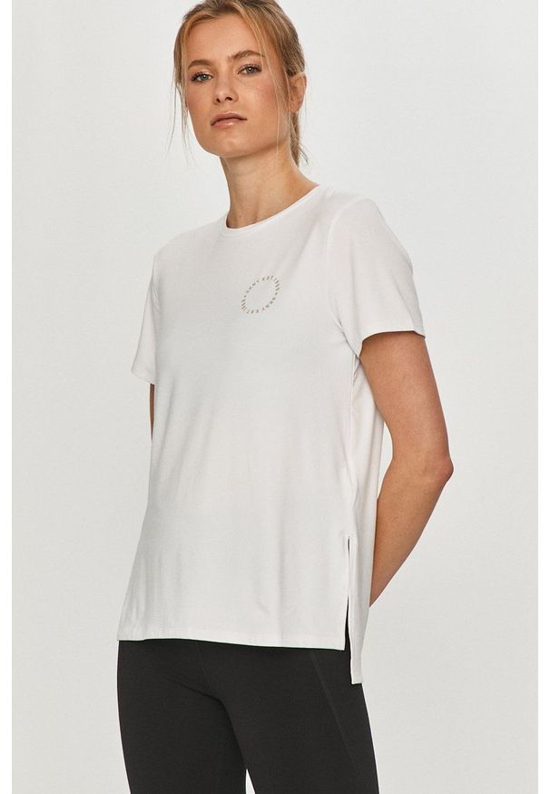 DKNY - Dkny - T-shirt piżamowy. Kolor: biały. Materiał: dzianina