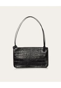 BALAGAN - Czarna torebka Suzanne M z wzorem krokodyla. Kolor: czarny. Materiał: koronka, jedwab. Wzór: koronka, geometria