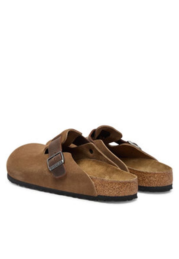 Birkenstock Klapki Boston 1030667 Brązowy. Kolor: brązowy. Materiał: zamsz, skóra