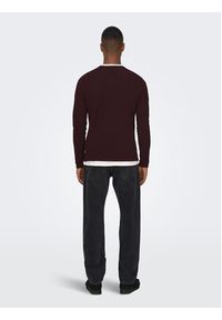 Only & Sons Sweter 22016980 Bordowy Regular Fit. Kolor: czerwony. Materiał: bawełna #5
