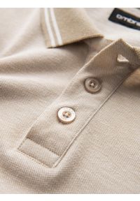 Ombre Clothing - Melanżowy męski polo longsleeve z haftem – piaskowy melanż V4. Okazja: na co dzień. Typ kołnierza: polo. Materiał: bawełna, dzianina. Długość rękawa: długi rękaw. Długość: długie. Wzór: melanż, haft. Styl: klasyczny, sportowy, casual #6