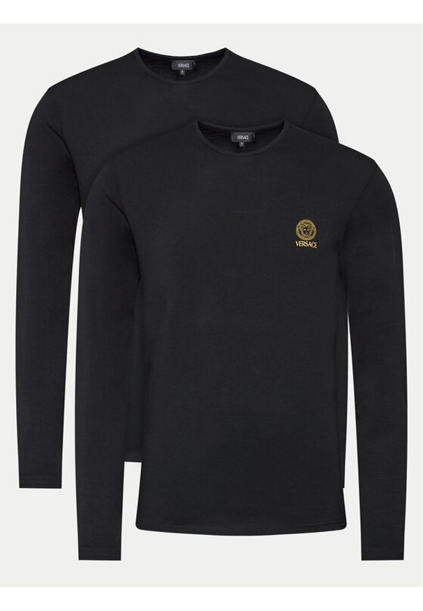 VERSACE - Versace Komplet 2 longsleeve AU10197 Czarny Slim Fit. Kolor: czarny. Materiał: bawełna. Długość rękawa: długi rękaw