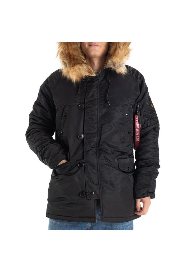 Kurtka Alpha Industries Parka N3B VF 59 10314103 - czarna. Kolor: czarny. Materiał: nylon, syntetyk, tkanina, poliester. Długość: długie. Sezon: zima