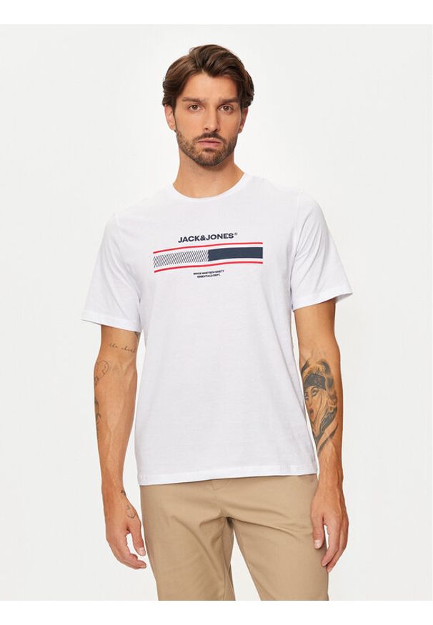 Jack & Jones - Jack&Jones T-Shirt South 12256784 Biały Standard Fit. Kolor: biały. Materiał: bawełna