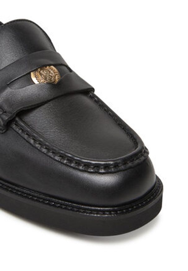 TOMMY HILFIGER - Tommy Hilfiger Lordsy Crest Squarish Toe Penny Loafer FW0FW08633 Czarny. Kolor: czarny. Materiał: skóra