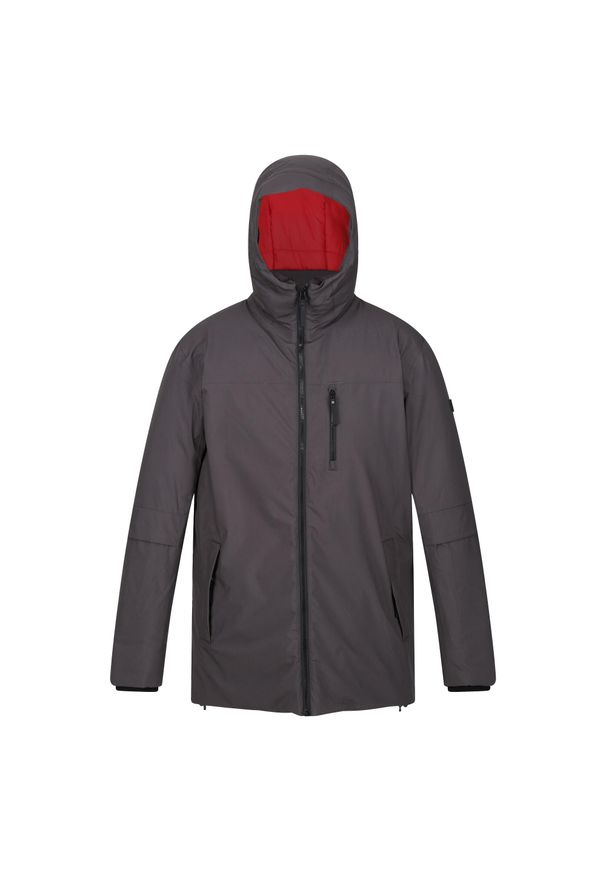 Regatta - Męska Kurtka Zimowa Ocieplana Przeciwdeszczowa Yewbank II. Kolor: wielokolorowy, szary, czerwony. Sezon: zima. Sport: turystyka piesza