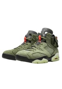 Buty do chodzenia męskie Nike Air Jordan 6 Retro Sp Travis Scott. Zapięcie: sznurówki. Kolor: zielony. Materiał: guma, skóra, syntetyk, materiał. Szerokość cholewki: normalna. Sport: turystyka piesza
