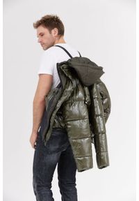 Invicta - INVICTA Zielona męska błyszcząca kurtka puchowa z kapturem, Rozmiar L. Typ kołnierza: kaptur. Kolor: zielony. Materiał: puch #6