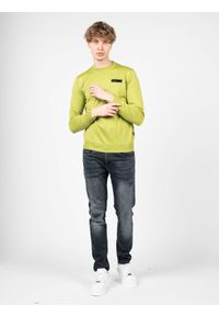 Plein Sport Sweter "Merino" | MPPS90132 | Mężczyzna | Zielony. Okazja: na co dzień. Kolor: zielony. Materiał: wełna. Wzór: aplikacja. Styl: sportowy