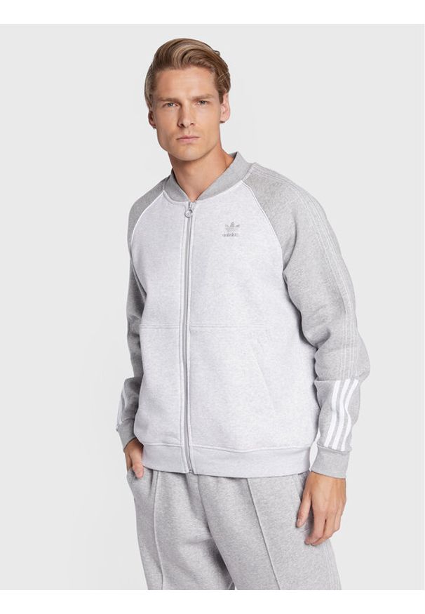 Adidas - adidas Bluza Fleece Sst HI2995 Szary Relaxed Fit. Kolor: szary. Materiał: bawełna, syntetyk