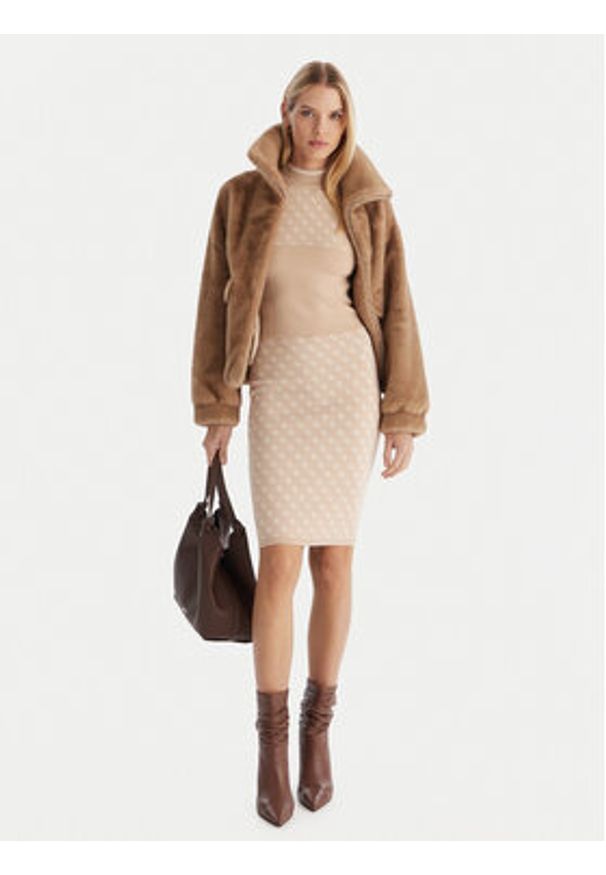 Guess Spódnica ołówkowa W4BD53 Z37K0 Beżowy Regular Fit. Kolor: beżowy. Materiał: syntetyk