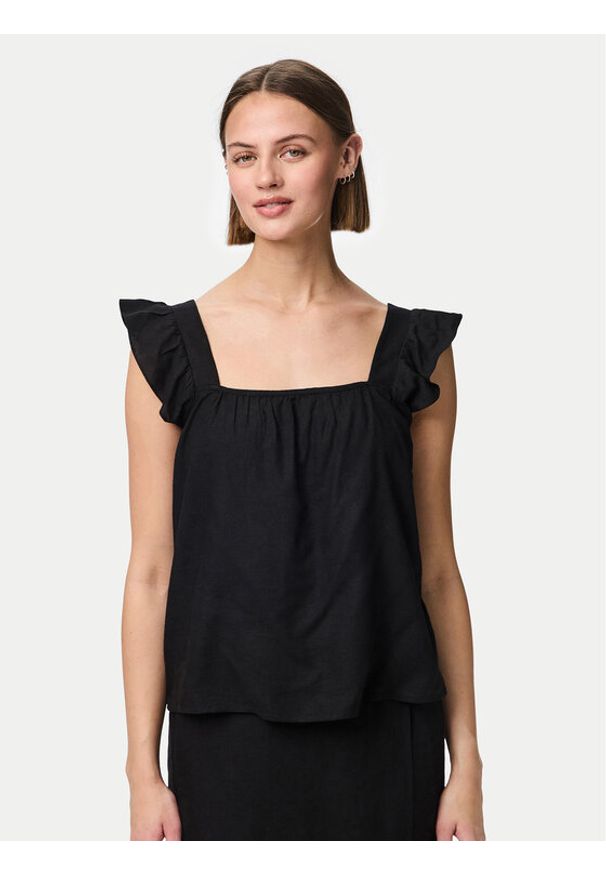 Pieces Bluzka Pia 17154740 Czarny Regular Fit. Kolor: czarny. Materiał: wiskoza, len