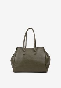 Renee - Ciemnozielona Torebka Shopper z Dwoma Rączkami Ozdobiona Paskiem z Klamrą Remisse. Kolor: zielony. Wzór: aplikacja. Styl: klasyczny, casual, elegancki. Rodzaj torebki: na ramię #4