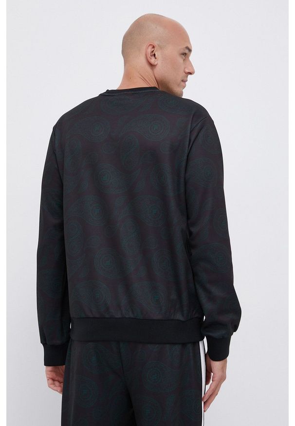 Fila Bluza męska kolor czarny wzorzysta. Okazja: na co dzień. Kolor: czarny. Materiał: dzianina. Wzór: aplikacja. Styl: casual