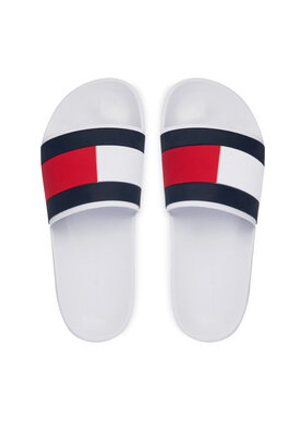 TOMMY HILFIGER - Tommy Hilfiger Klapki Core Hilfiger Flag Pool Slide FM0FM05798 Biały. Kolor: biały. Materiał: skóra