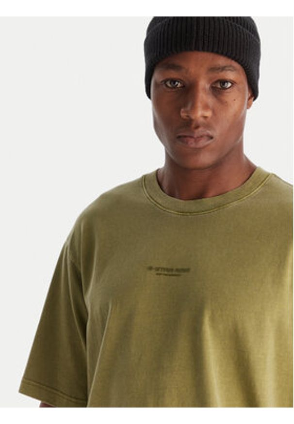 G-Star RAW - G-Star Raw T-Shirt Overdyed D24780-C756 Zielony Boxy Fit. Kolor: zielony. Materiał: bawełna