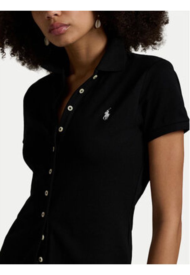 Polo Ralph Lauren Polo 211939272004 Czarny Slim Fit. Typ kołnierza: polo. Kolor: czarny. Materiał: bawełna