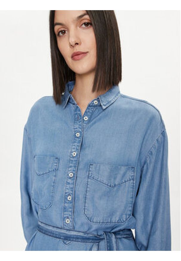 United Colors of Benetton - United Colors Of Benetton Sukienka koszulowa 4KHNDV085 Niebieski Regular Fit. Kolor: niebieski. Materiał: lyocell. Typ sukienki: koszulowe