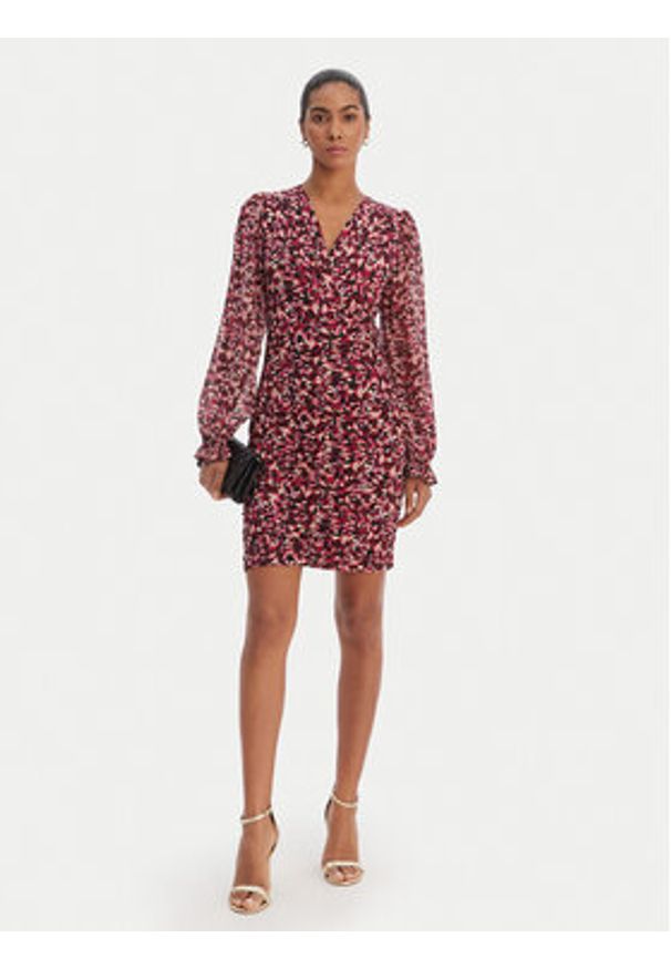 Morgan Sukienka codzienna 261-RIBLOO Różowy Slim Fit. Okazja: na co dzień. Kolor: różowy. Materiał: syntetyk. Typ sukienki: proste. Styl: casual