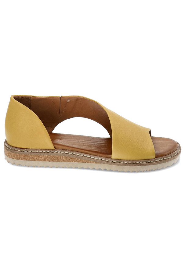 Żółte Sandały Artiker Wygodne Skórzane Buty. Okazja: na spacer, na co dzień. Nosek buta: otwarty. Kolor: żółty. Materiał: skóra. Sezon: lato. Styl: elegancki, casual