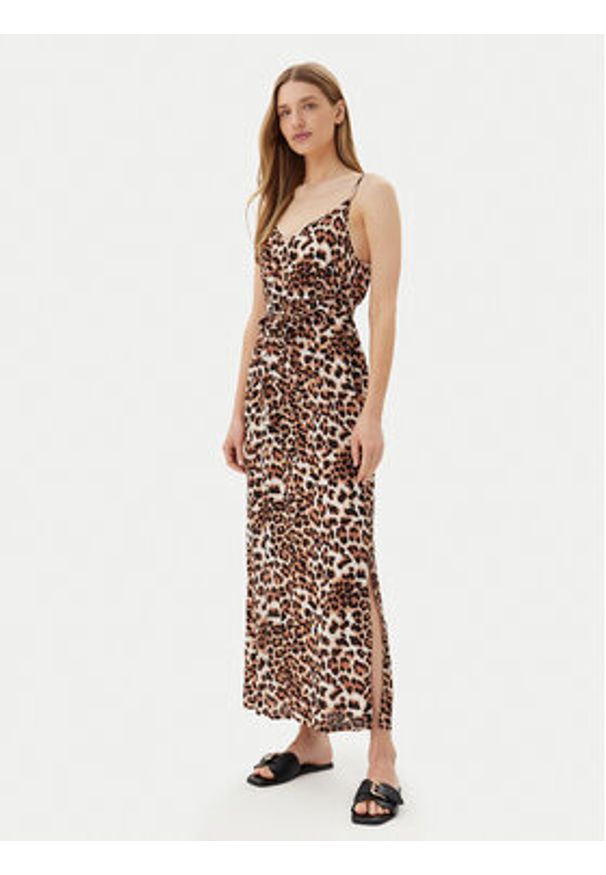 Vero Moda Sukienka letnia Easy 10307995 Brązowy Regular Fit. Kolor: brązowy. Materiał: wiskoza. Sezon: lato