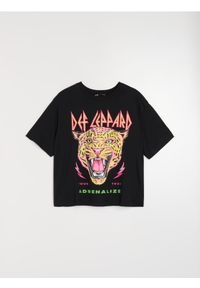 Sinsay - Bawełniana koszulka z nadrukiem Def Leppard - czarny. Kolor: czarny. Materiał: bawełna. Wzór: nadruk #1