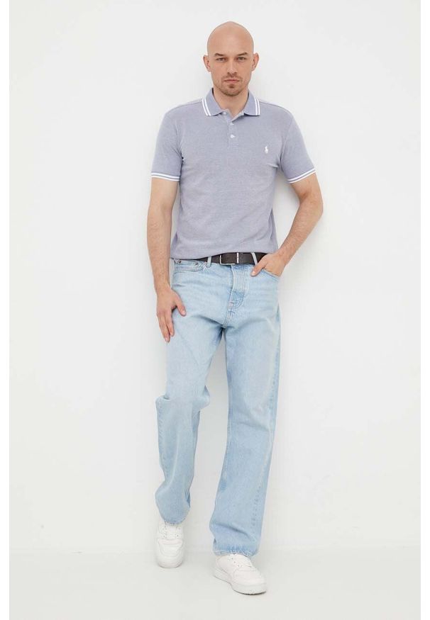 Polo Ralph Lauren polo męski kolor niebieski gładki. Typ kołnierza: polo. Kolor: niebieski. Długość: krótkie. Wzór: gładki