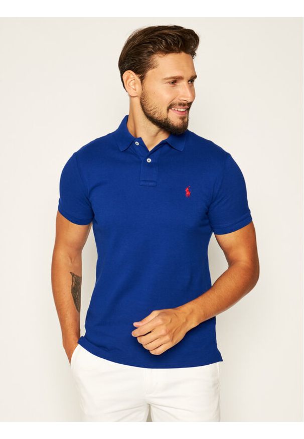 Polo Ralph Lauren Polo Core Replen 710795080001 Niebieski Slim Fit. Typ kołnierza: polo. Kolor: niebieski. Materiał: bawełna