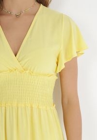 Born2be - Żółta Kopertowa Sukienka z Wiskozy z Gumką w Pasie Neroni. Kolor: żółty. Materiał: wiskoza. Typ sukienki: kopertowe. Długość: maxi #2