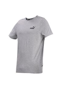 Puma - Męska koszulka Essentials z małym logo PUMA Medium Gray Heather. Kolor: szary. Materiał: bawełna