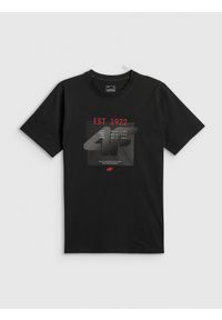 4f - 4F T-shirt regular z nadrukiem męski - czarny XXL. Okazja: na co dzień. Kolor: czarny. Materiał: materiał. Wzór: nadruk. Styl: casual, sportowy #1