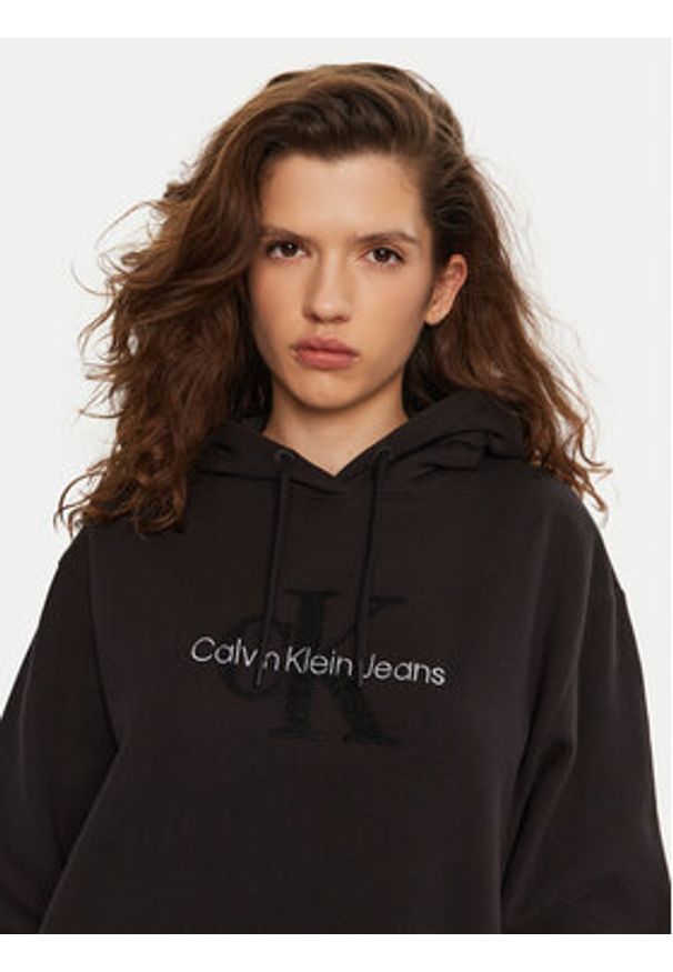 Calvin Klein Jeans Sukienka dzianinowa Chenille J20J224685 Czarny Relaxed Fit. Kolor: czarny. Materiał: bawełna