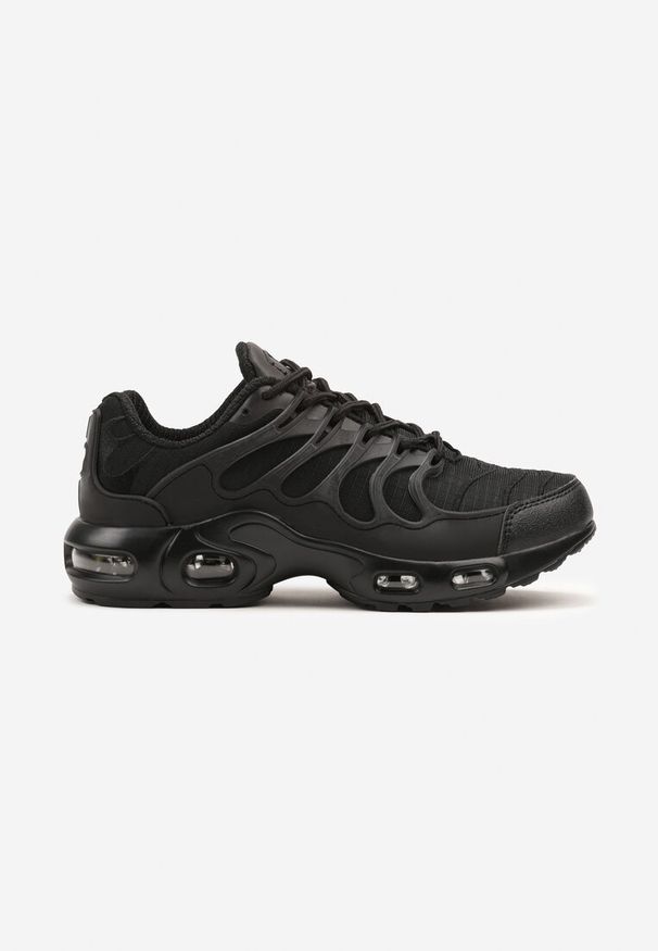 Renee - Czarne Buty Sportowe Sneakersy z Tłoczoną Cholewką Calzivis. Okazja: na co dzień. Kolor: czarny. Materiał: jeans. Szerokość cholewki: normalna. Wzór: aplikacja