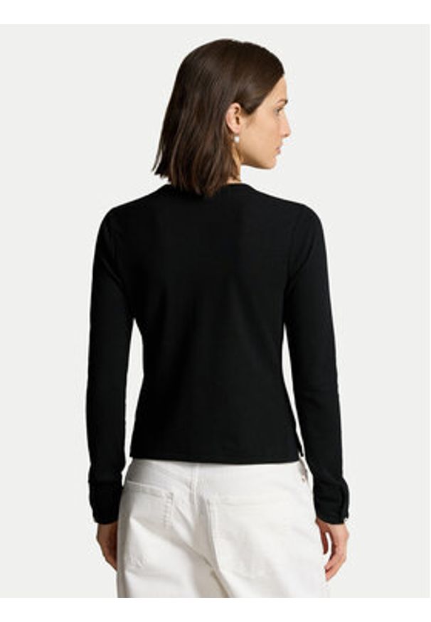 Polo Ralph Lauren Kardigan 211941175002 Czarny Slim Fit. Typ kołnierza: polo. Kolor: czarny. Materiał: bawełna