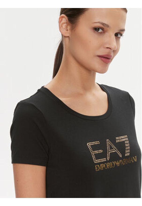 EA7 Emporio Armani T-Shirt 8NTT67 TJDQZ 1200 Czarny Skinny Fit. Kolor: czarny. Materiał: bawełna
