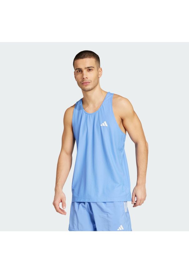 Adidas - Koszulka Own The Run Tank. Kolor: niebieski. Materiał: materiał. Sport: bieganie
