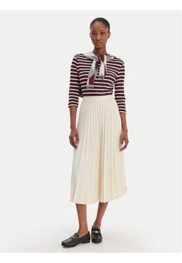 TOMMY HILFIGER - Tommy Hilfiger Spódnica plisowana WW0WW48538 Écru Regular Fit. Materiał: syntetyk