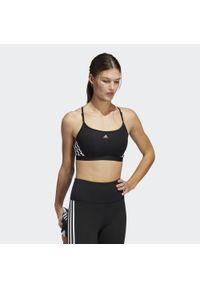 Stanik fitness cardio Adidas Aeroreact Training Light-Support 3-Stripes Bra. Kolor: wielokolorowy, czarny, biały. Materiał: materiał. Sport: fitness