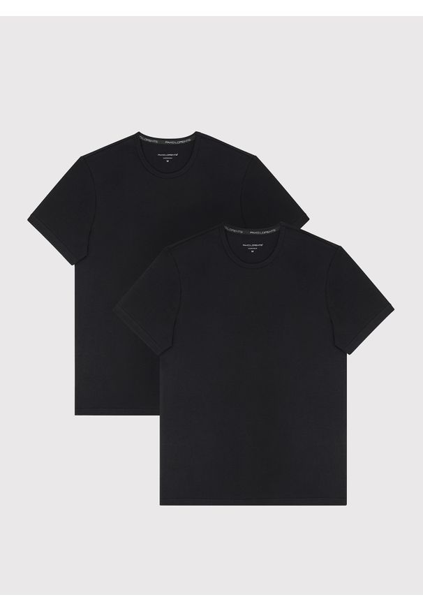 Pako Lorente - PAKO LORENTE – Męski t-shirt w czarnym kolorze, dwupak. Kolor: czarny, biały. Materiał: bawełna, elastan. Długość rękawa: krótki rękaw. Długość: krótkie. Wzór: gładki