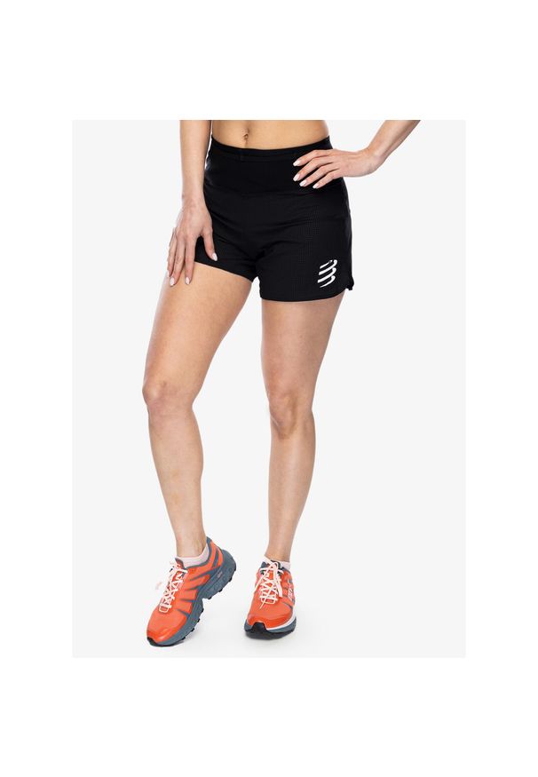 Spodenki do biegania damskie Compressport Trail Racing Short. Kolor: czarny. Sport: bieganie