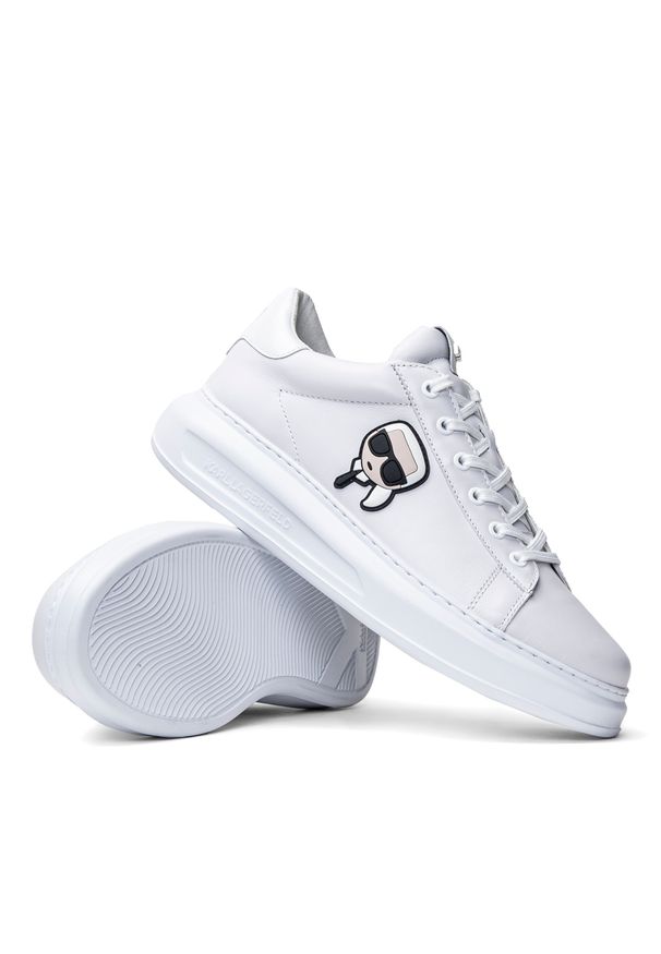 Sneakersy męskie białe Karl Lagerfeld Kapri Mens Karl Iconic. Okazja: do pracy, na spacer, na co dzień. Kolor: biały. Sport: turystyka piesza